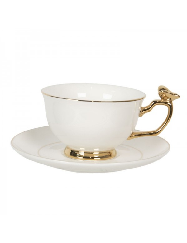 Tazza con piattino Bianca con bordo oro 0,2L